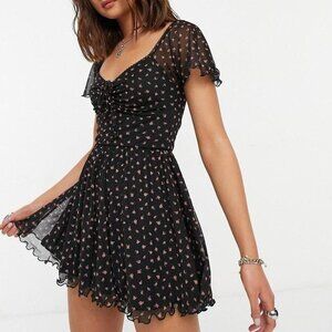 ASOS DESIGN ROMPER DITSY FLORAL PRINT